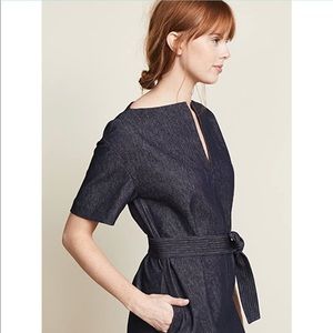 Theory blue belted shift dress